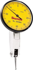 Starrett - 0.8 mm Range, 0.01 mm Dial Graduation, Horizontal Dial Test Indicator - 1-9/16 Inch Yellow Dial, 0-40-0 Dial Reading - Exact Tool & Supply