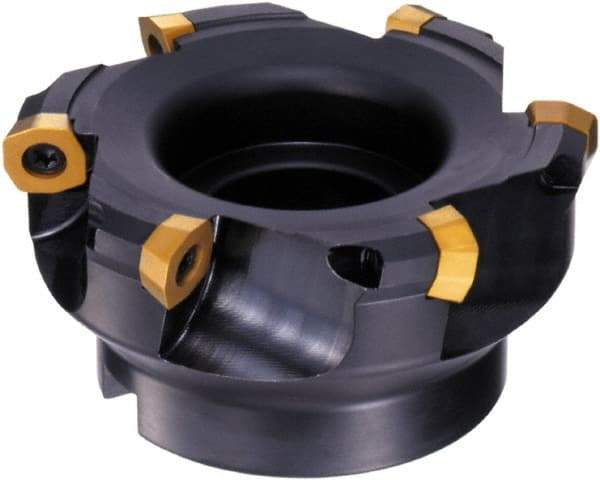 Sumitomo - 7 Inserts, 4.9213" Cutter Diam, 10mm Max Depth of Cut, Indexable High-Feed Face Mill - 0.626" Arbor Hole Diam, 2.4803" High, SD.W 1406 Inserts, Series SumiMill MS Mill - Exact Tool & Supply