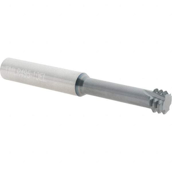 Scientific Cutting Tools - 3/4-10 UNC, 0.495" Cutting Diam, 4 Flute, Solid Carbide Helical Flute Thread Mill - Internal Thread, 1-3/4" LOC, 4" OAL, 1/2" Shank Diam - Exact Tool & Supply