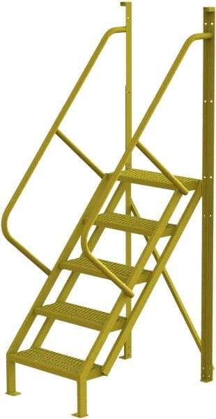 TRI-ARC - 92" 5 Step Configurable Crossover Ladder - 50° Incline, 1,000 Lb Capacity, 50" Platform Height, 30" Base Width x 44" Base Depth, Perforated Tread - Exact Tool & Supply