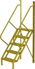 TRI-ARC - 92" 5 Step Configurable Crossover Ladder - 50° Incline, 1,000 Lb Capacity, 50" Platform Height, 30" Base Width x 44" Base Depth, Perforated Tread - Exact Tool & Supply