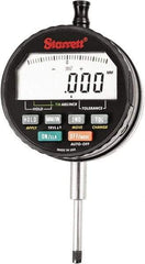 Starrett - 1" Max Measurement, 0.00005, 0.0001, 0.0005 & 0.001" Graduation, Electronic Drop Indicator - Accurate to 0.0001", Inch & Metric System, LCD Display - Exact Tool & Supply