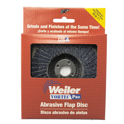 ‎4-1/2″ Vortec Pro Abrasive Flap Disc, Phenolic Backing, 36Z, 7/8″ Arbor Hole, Retail Pack - Exact Tool & Supply