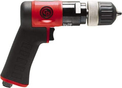 Chicago Pneumatic - 3/8" Keyless Chuck - Pistol Grip Handle, 3,000 RPM, 0.6 hp, 90 psi - Exact Tool & Supply