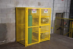 Illinois Engineered Products - 4 Shelf Gas Cylinder Storage Cabinet - Steel, 60" Wide x 33-1/2" Deep x 65" High, Yellow - Exact Tool & Supply
