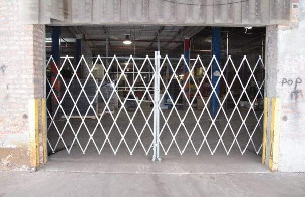 Illinois Engineered Products - 78" High Bi-Parting Folding Gates - Galvanized Steel, Silver - Exact Tool & Supply