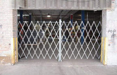 Illinois Engineered Products - 78" High Bi-Parting Folding Gates - Galvanized Steel, Silver - Exact Tool & Supply