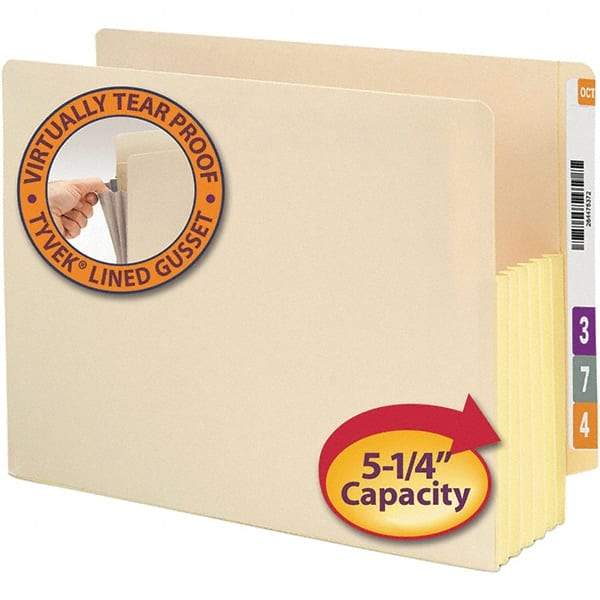 SMEAD - 12-3/8 x 9-1/2", Letter Size, Manila, Expansion Folders - Straight Tab Cut Location - Exact Tool & Supply