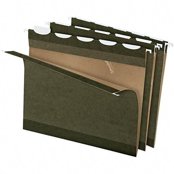 Pendaflex - 8-1/2 x 11", Letter Size, Standard Green, Hanging File Folder - 11 Point Stock, 1/5 Tab Cut Location - Exact Tool & Supply