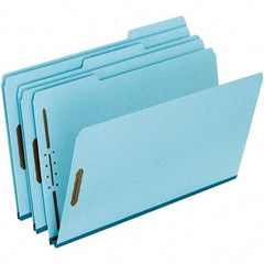 Pendaflex - 8-1/2 x 14", Legal, Blue, Classification Folders with Top Tab Fastener - 25 Point Stock, Assorted Tab Cut Location - Exact Tool & Supply
