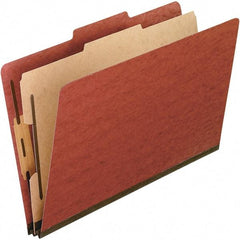 Pendaflex - 8-1/2 x 11", Letter Size, Red, Classification Folders with Top Tab Fastener - 25 Point Stock, Right of Center Tab Cut Location - Exact Tool & Supply