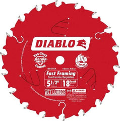Freud - 5-1/2" Diam, 10mm Arbor Hole Diam, 18 Tooth Wet & Dry Cut Saw Blade - Carbide-Tipped, Framing Action, Standard Round Arbor - Exact Tool & Supply