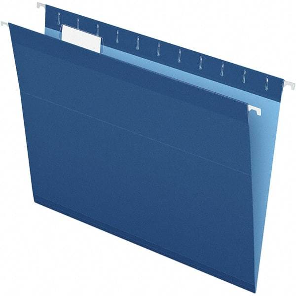 Pendaflex - 8-1/2 x 11", Letter Size, Navy, Hanging File Folder - 11 Point Stock, 1/5 Tab Cut Location - Exact Tool & Supply