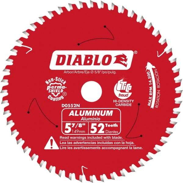 Freud - 5-7/8" Blade Diam, 52 Teeth, Carbide-Tipped Cold Saw Blade - 5/8" Arbor Hole Diam, 0.045" Blade Thickness - Exact Tool & Supply