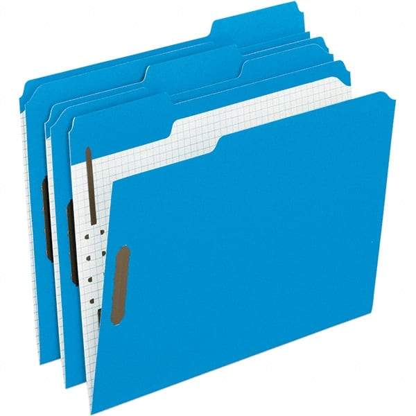 Pendaflex - 11-5/8 x 9-1/2", Letter Size, Blue, File Folders with Top Tab - 11 Point Stock, Assorted Tab Cut Location - Exact Tool & Supply