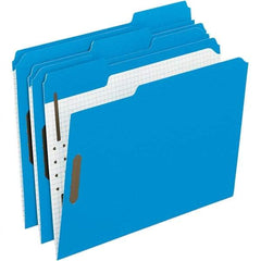 Pendaflex - 11-5/8 x 9-1/2", Letter Size, Blue, File Folders with Top Tab - 11 Point Stock, Assorted Tab Cut Location - Exact Tool & Supply
