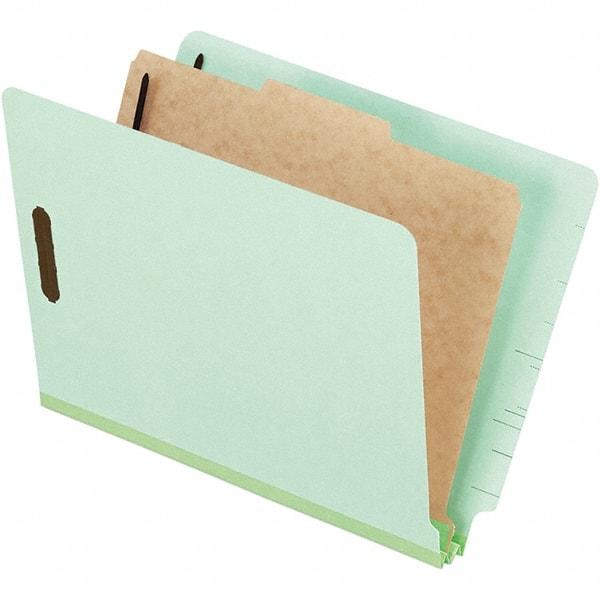 Pendaflex - 8-1/2 x 11", Letter Size, Pale Green, Classification Folders with Top Tab Fastener - 25 Point Stock, End Tab Cut Location - Exact Tool & Supply