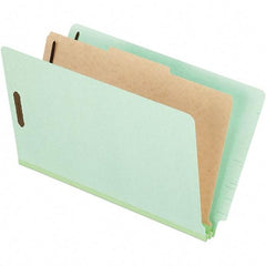 Pendaflex - 8-1/2 x 14", Legal, Pale Green, Classification Folders with End Tab Fastener - 25 Point Stock, End Tab Cut Location - Exact Tool & Supply