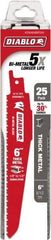 Freud - 6" Long x 1" Thick, Bi-Metal Reciprocating Saw Blade - Tapered Profile, 8 to 10 TPI, Toothed Edge, Tang Shank - Exact Tool & Supply