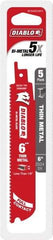 Freud - 6" Long x 1" Thick, Bi-Metal Reciprocating Saw Blade - Straight Profile, 20 to 24 TPI, Toothed Edge, Tang Shank - Exact Tool & Supply