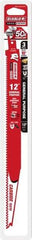 Freud - 12" Long x 1" Thick, Carbide Reciprocating Saw Blade - Tapered Profile, 9 TPI, Toothed Edge, Tang Shank - Exact Tool & Supply