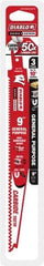 Freud - 9" Long x 1" Thick, Carbide Reciprocating Saw Blade - Tapered Profile, 9 TPI, Toothed Edge, Tang Shank - Exact Tool & Supply