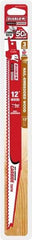 Freud - 12" Long x 1" Thick, Carbide Reciprocating Saw Blade - Tapered Profile, 6 TPI, Toothed Edge, Tang Shank - Exact Tool & Supply