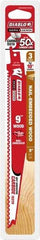 Freud - 9" Long x 1" Thick, Carbide Reciprocating Saw Blade - Tapered Profile, 6 TPI, Toothed Edge, Tang Shank - Exact Tool & Supply