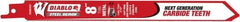 Freud - 8" Long x 1" Thick, Carbide Reciprocating Saw Blade - Straight Profile, 20 TPI, Toothed Edge, Tang Shank - Exact Tool & Supply