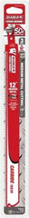 Freud - 12" Long x 1" Thick, Carbide Reciprocating Saw Blade - Straight Profile, 10 TPI, Toothed Edge, Tang Shank - Exact Tool & Supply