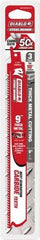 Freud - 9" Long x 1" Thick, Carbide Reciprocating Saw Blade - Straight Profile, 8 TPI, Toothed Edge, Tang Shank - Exact Tool & Supply