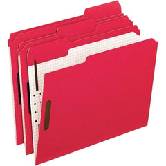 Pendaflex - 11-5/8 x 9-1/2", Letter Size, Red, File Folders with Top Tab - 11 Point Stock, Assorted Tab Cut Location - Exact Tool & Supply