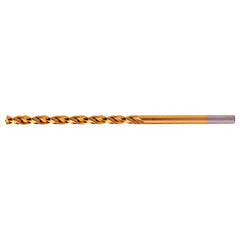#1 RHS / RHC HSS-CO 8% (M42) 135 Degree Split Point Q-Cobalt Wide Land Parabolic Taper Length Drill - TiN - Exact Tool & Supply
