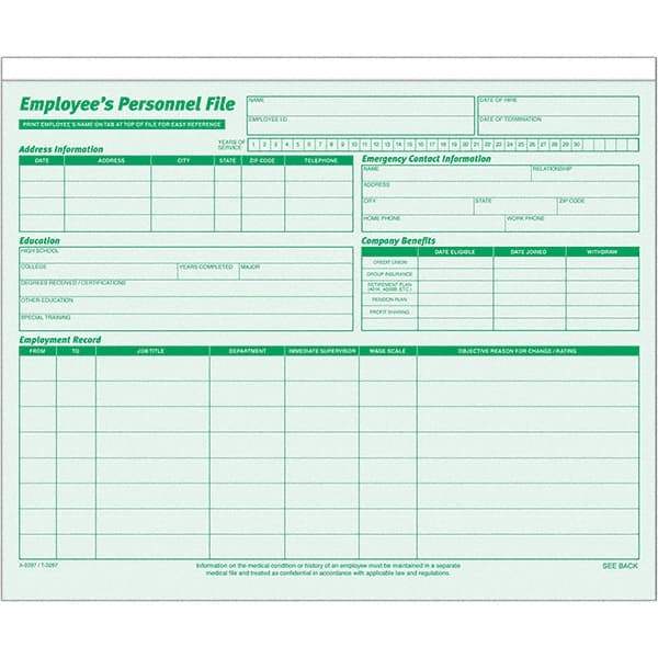 TOPS - 11-3/4 x 9-1/4", Letter Size, Green, File Folders with Top Tab - Straight Tab Cut Location - Exact Tool & Supply