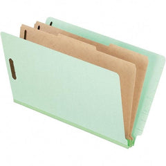 Pendaflex - 8-1/2 x 14", Legal, Pale Green, Classification Folders with End Tab Fastener - 25 Point Stock, End Tab Cut Location - Exact Tool & Supply