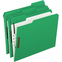 Pendaflex - 11-5/8 x 9-1/2", Letter Size, Green, File Folders with Top Tab - 11 Point Stock, Assorted Tab Cut Location - Exact Tool & Supply