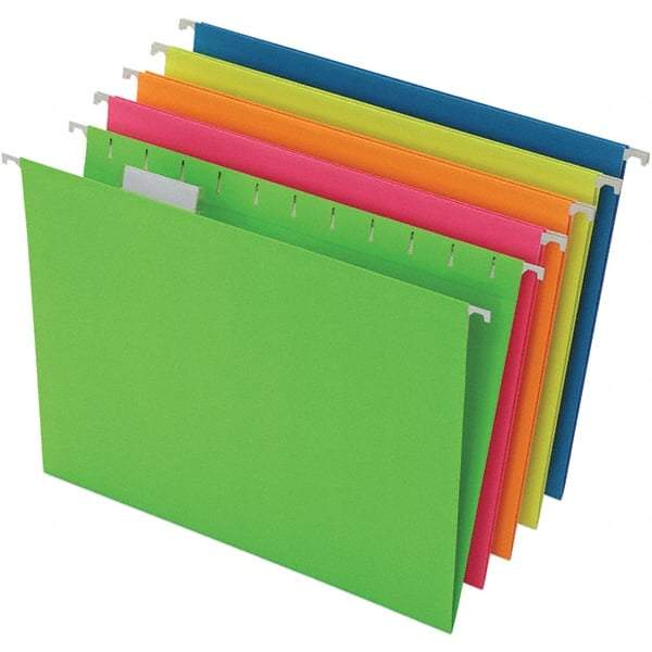 Pendaflex - 8-1/2 x 11", Letter Size, Assorted Colors, Hanging File Folder - 11 Point Stock, 1/5 Tab Cut Location - Exact Tool & Supply