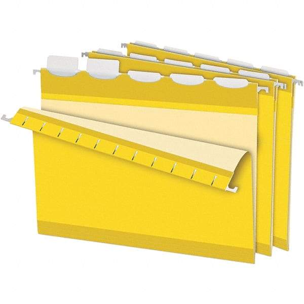 Pendaflex - 8-1/2 x 11", Letter Size, Yellow, Hanging File Folder - 11 Point Stock, 1/5 Tab Cut Location - Exact Tool & Supply