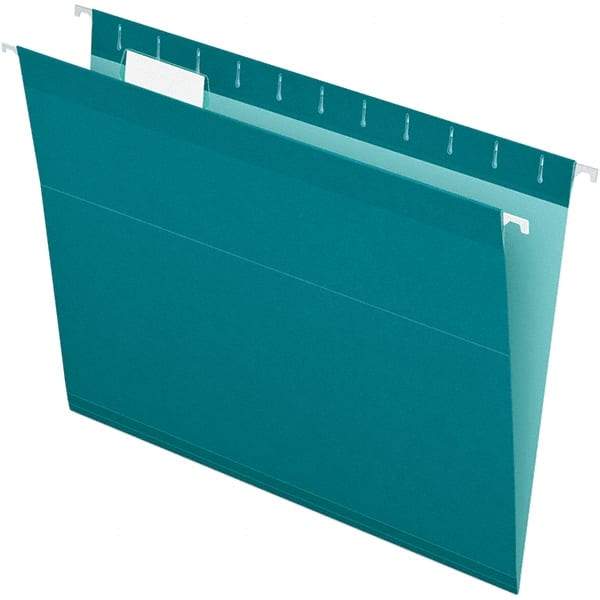 Pendaflex - 8-1/2 x 11", Letter Size, Teal, Hanging File Folder - 11 Point Stock, 1/5 Tab Cut Location - Exact Tool & Supply
