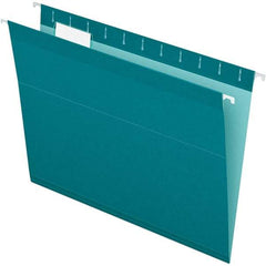 Pendaflex - 8-1/2 x 11", Letter Size, Teal, Hanging File Folder - 11 Point Stock, 1/5 Tab Cut Location - Exact Tool & Supply