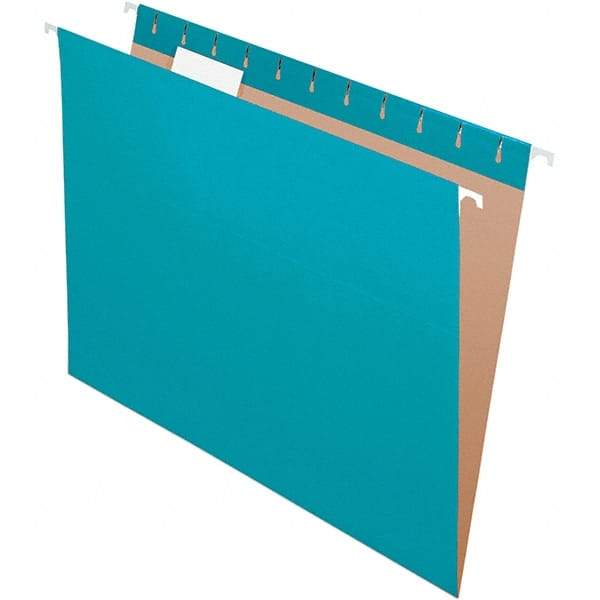 Pendaflex - 8-1/2 x 11", Letter Size, Teal, Hanging File Folder - 11 Point Stock, 1/5 Tab Cut Location - Exact Tool & Supply