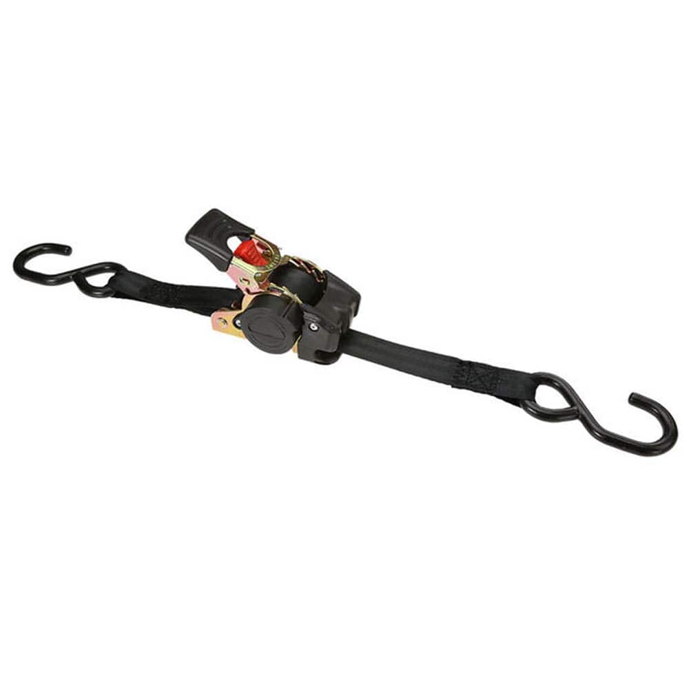 US Cargo Control - Slings & Tiedowns (Load-Rated); Type: Ratchet Tie Down ; Length (Feet): 6 ; Basket Capacity (Lb.): 500 ; Material: Polyester ; Color: Black - Exact Tool & Supply