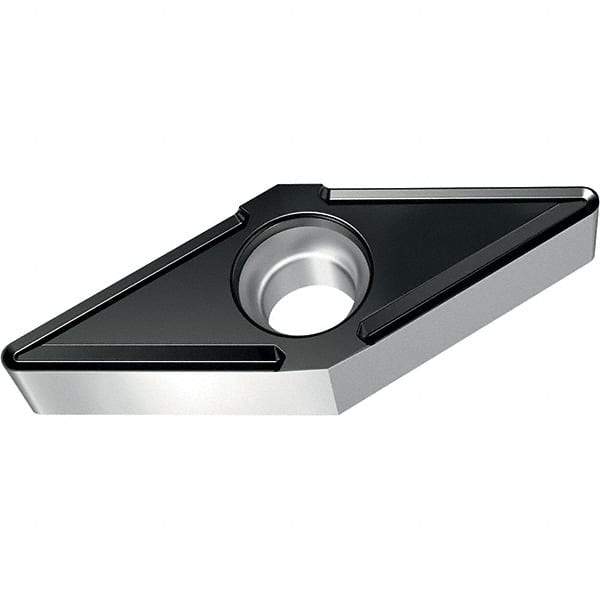 Walter - VBMT FP6 Grade WPP10S Turning Insert - TiCN+Al2O3+(TiCN) Finish, 35° Rhombic, 9.53mm Inscr Circle, 4.76mm Thick, 0.8mm Corner Radius - Exact Tool & Supply