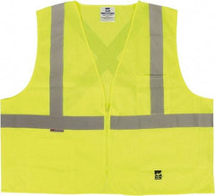 Viking - Size S/M High Visibility Green Solid Public Safety Vest - 37 to 39" Chest, ANSI 107-2015 Type R Class 2, Zipper Closure, 2 Pockets, Polyester - Exact Tool & Supply