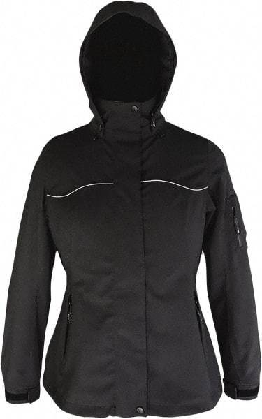 Viking - Size XL, Black, Waterproof Jacket - 42" Chest, 4 Pockets, Detachable Hood, Hook & Loop Wrist - Exact Tool & Supply