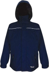 Viking - Size M, Navy, Waterproof, Wind Resistant Jacket - 40" Chest, 5 Pockets, Detachable, Packable Hood, Hook & Loop Wrist - Exact Tool & Supply