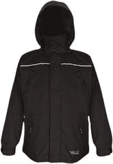 Viking - Size L, Black, Waterproof, Wind Resistant Jacket - 43" Chest, 5 Pockets, Detachable, Packable Hood, Hook & Loop Wrist - Exact Tool & Supply