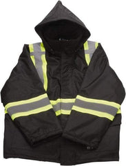 Viking - Size 2XL, Black, Cold Weather Jacket - 51" Chest, 2 Pockets, Detachable Hood, Hook & Loop Wrist - Exact Tool & Supply