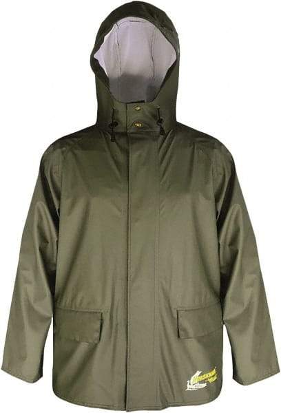 Viking - Size 2XL, Moss Green, Waterproof Jacket - 51" Chest, 2 Pockets, Detachable Hood, Snap at Wrist - Exact Tool & Supply