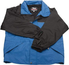 Viking - Size S, Cobalt Blue & Black, Waterproof, Wind Resistant Jacket - 37" Chest, 3 Pockets, Packable Hood, Hook & Loop Wrist - Exact Tool & Supply